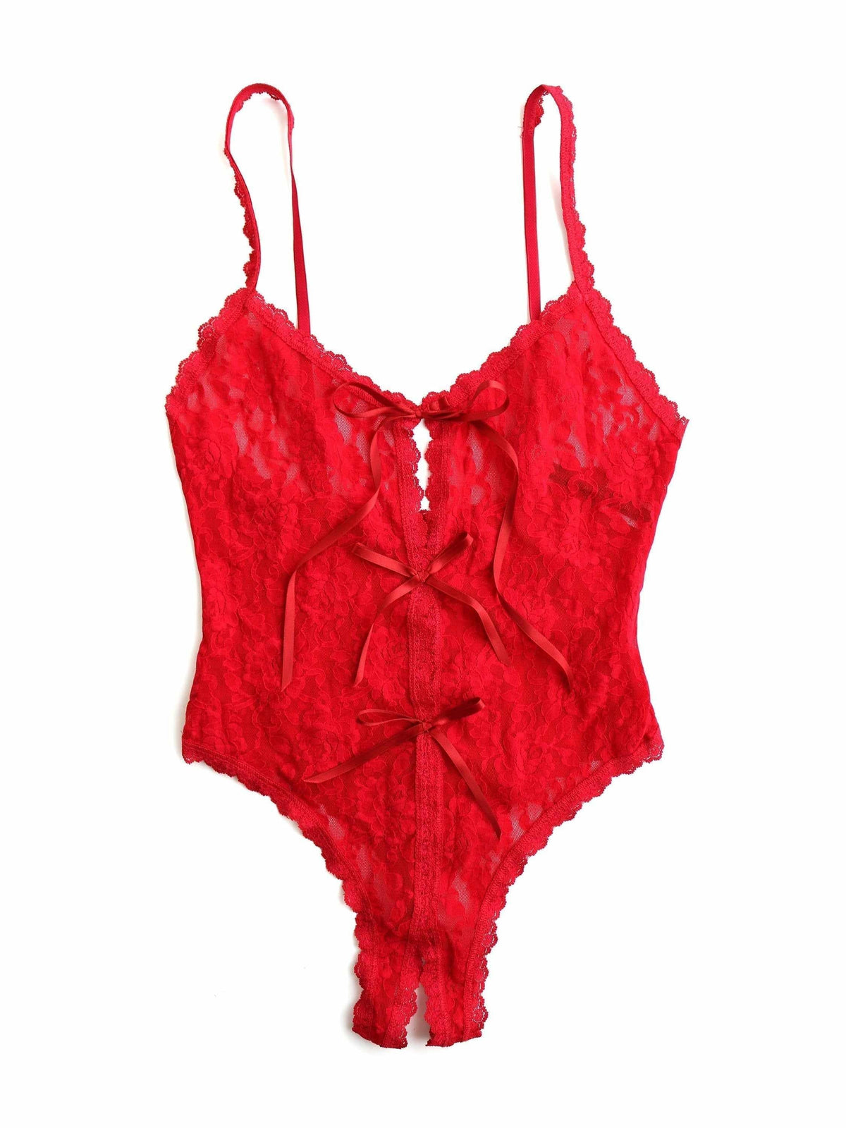 &oh™ Signature Lace® Crotchless Teddy Red - Hanky Panky