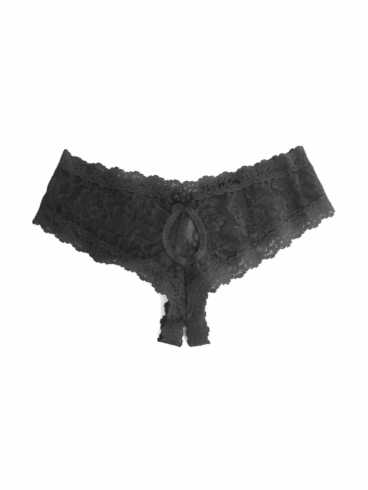 &oh™ Signature Lace® Crotchless Cheeky Hipster Black - Hanky Panky