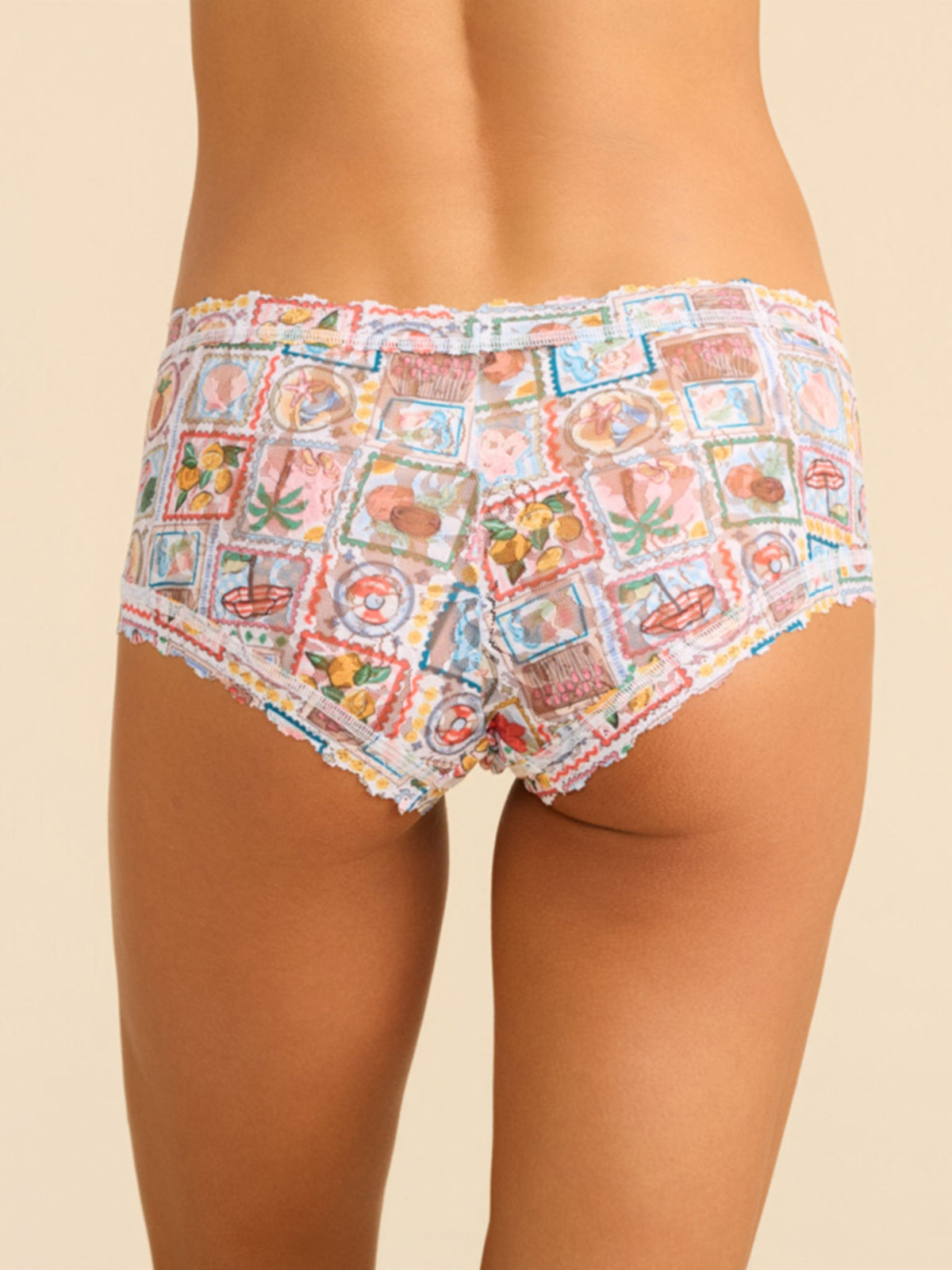 Printed Signature Lace® Boyshort Snail Mail White - Hanky Panky