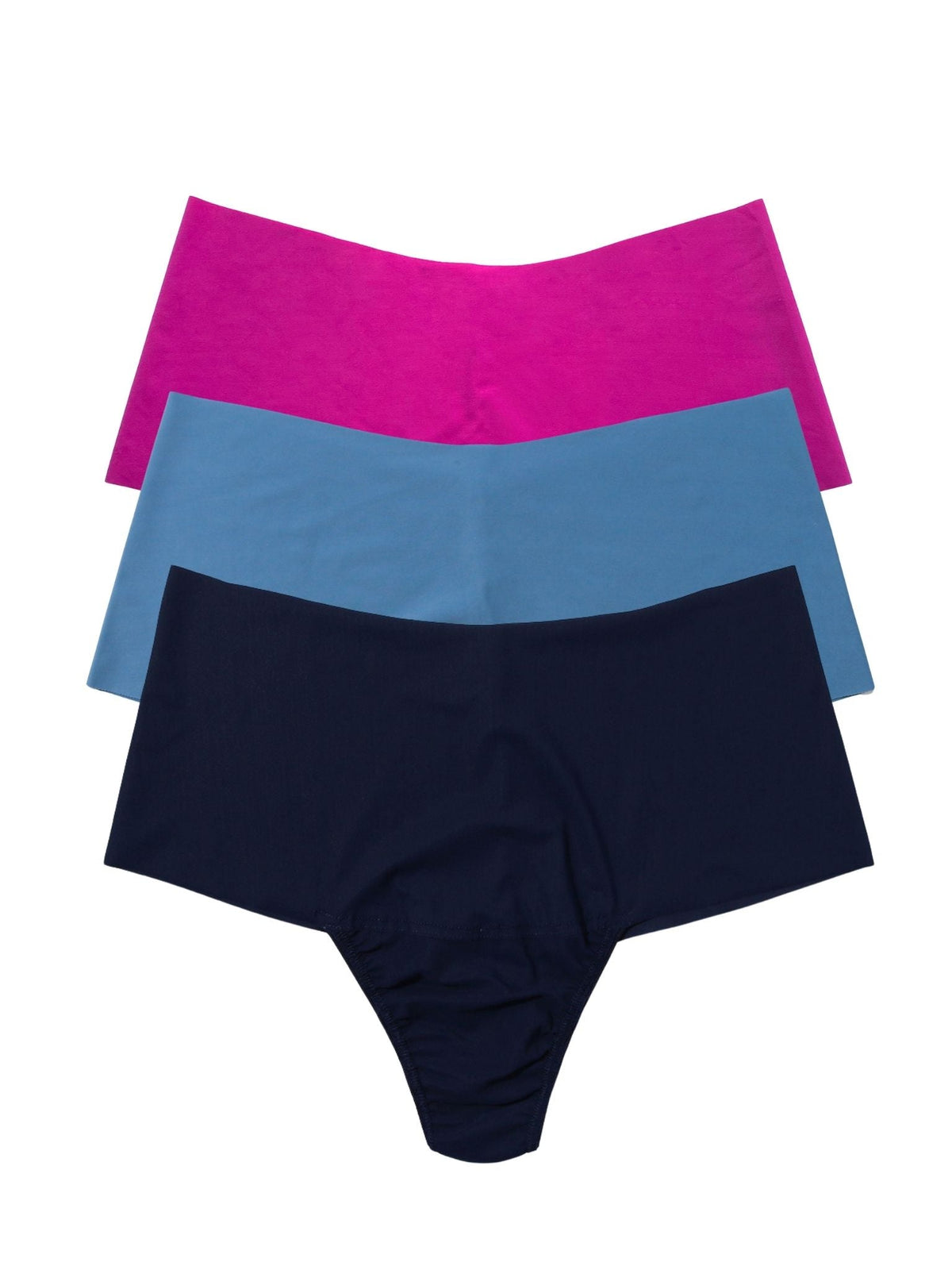BreatheSoft™ High Rise Thong 3 Pack Hot Fuchsia Pink/Rainy Day/Navy - Hanky Panky