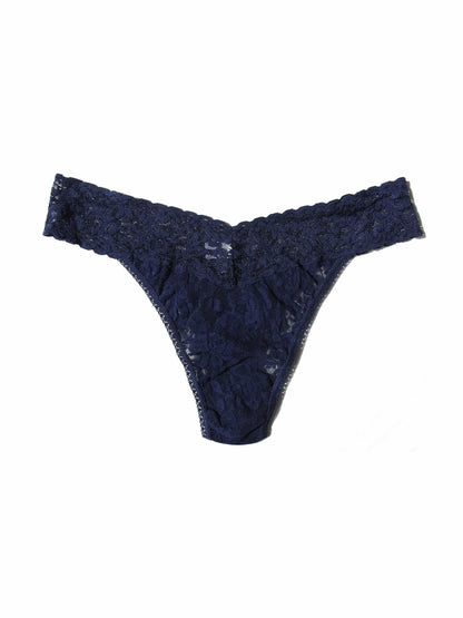 Signature Lace® Original Rise Thong Navy - Hanky Panky