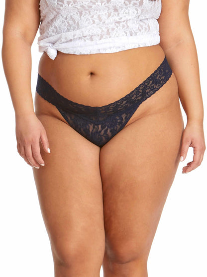 Signature Lace® Original Rise Thong Navy - Hanky Panky