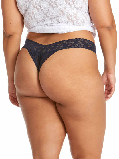 Signature Lace® Original Rise Thong Navy - Hanky Panky