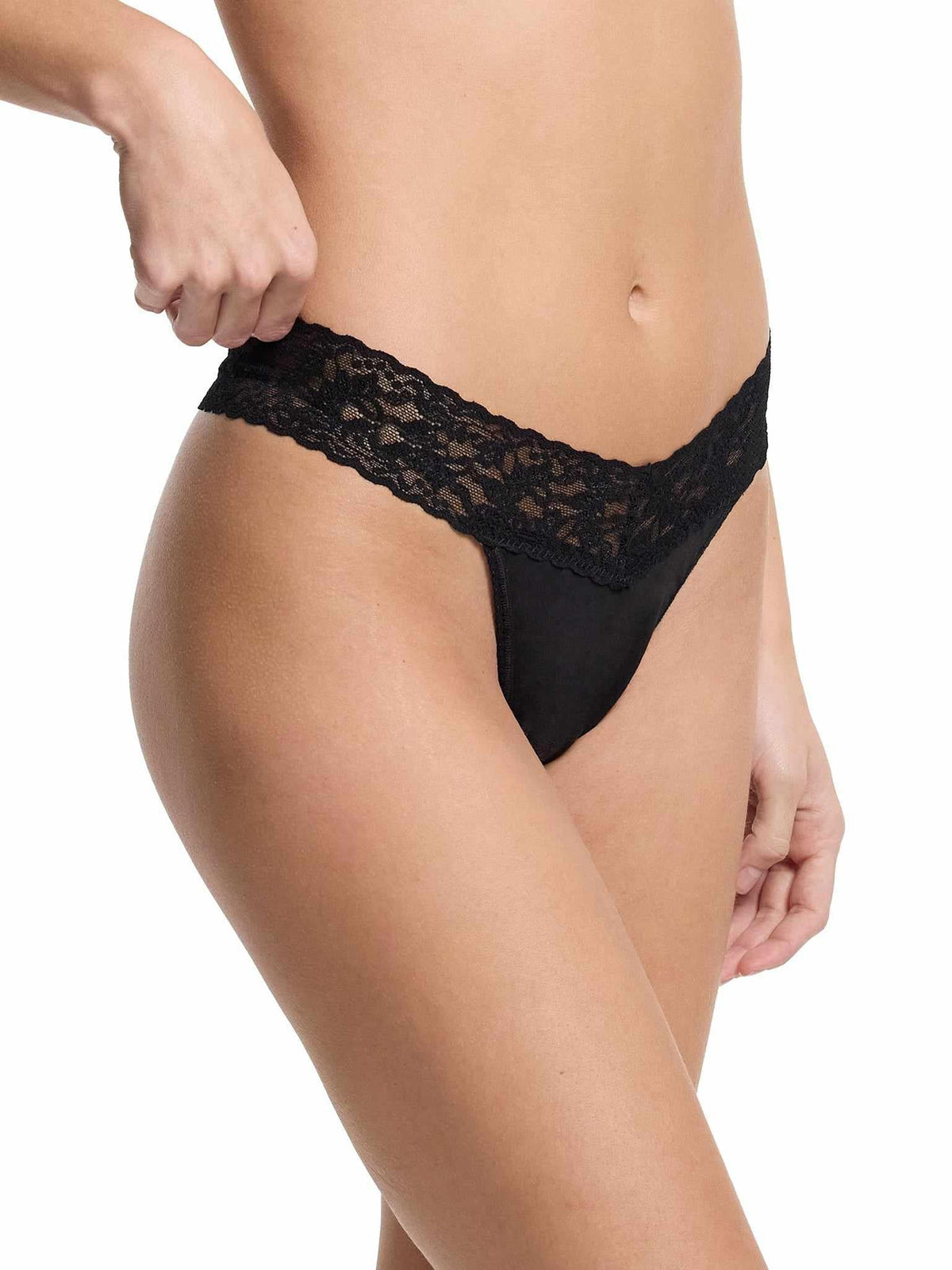 Supima® Cotton Original Rise Thong Black - Hanky Panky