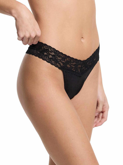 Supima® Cotton Original Rise Thong Black - Hanky Panky