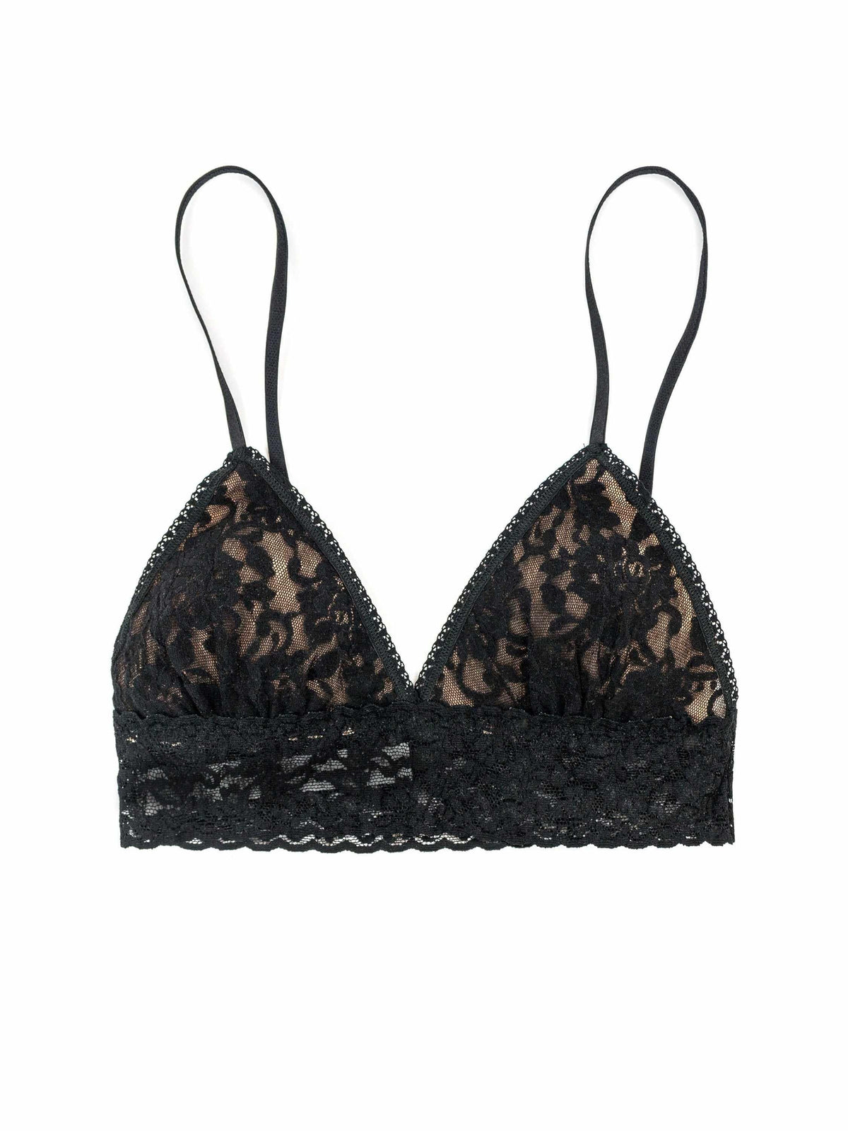 Women's Black Lace Padded Triangle Bralette - Hanky Panky