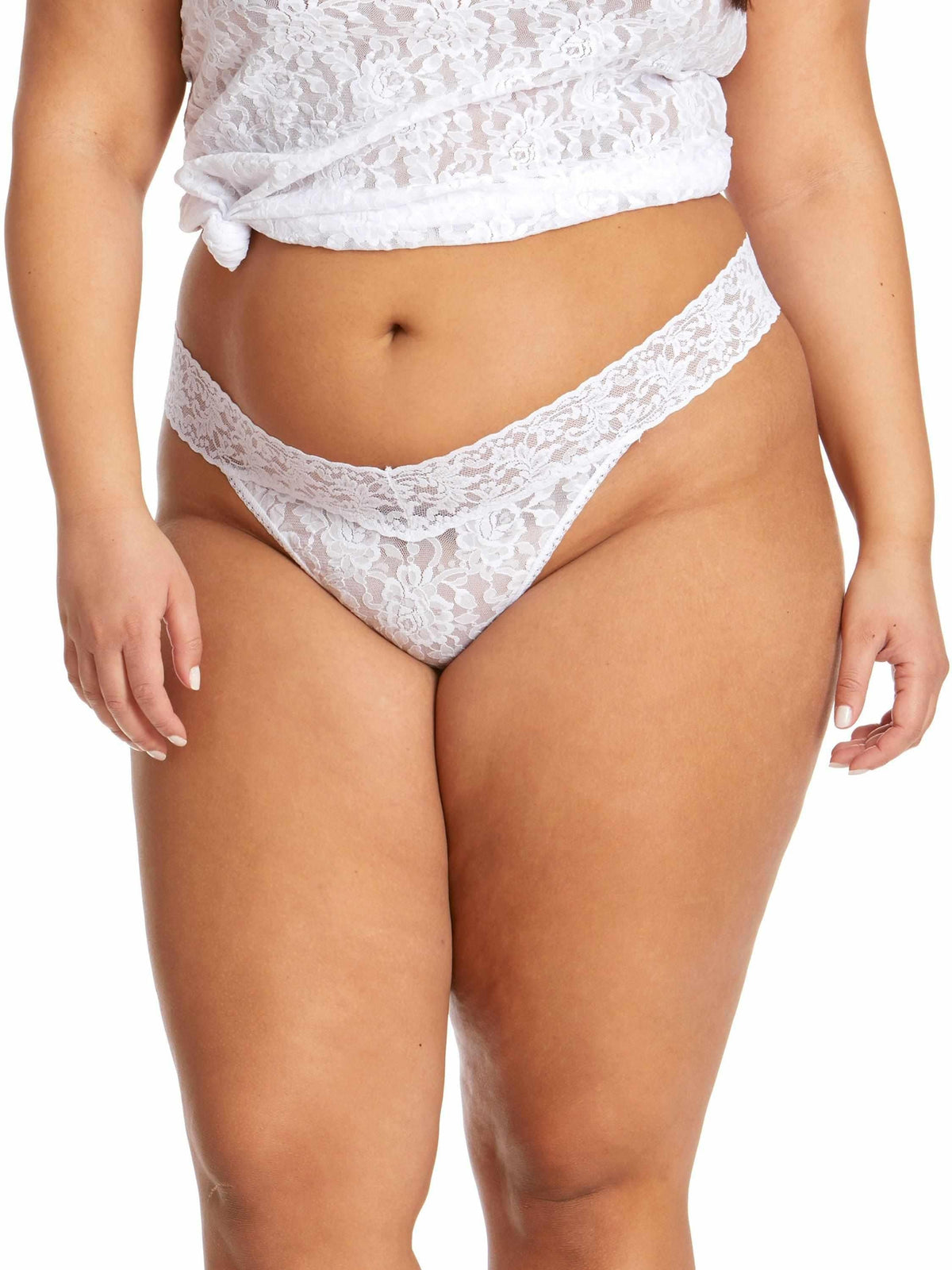 Signature Lace® Original Rise Thong White - Hanky Panky