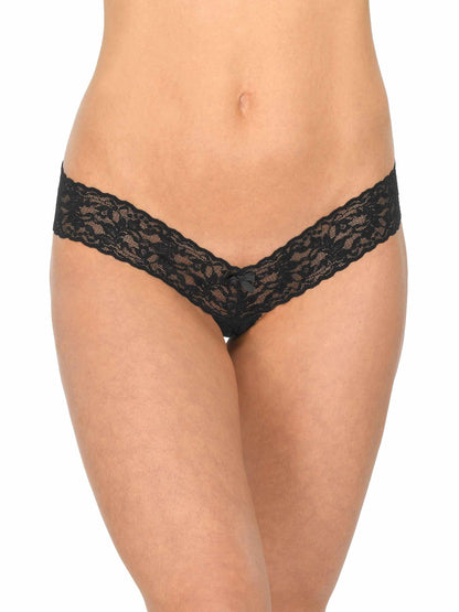 &oh™ Signature Lace® Crotchless Thong Black - Hanky Panky