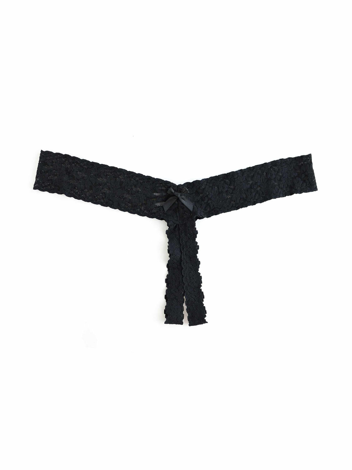 &oh™ Signature Lace® Crotchless Thong Black - Hanky Panky