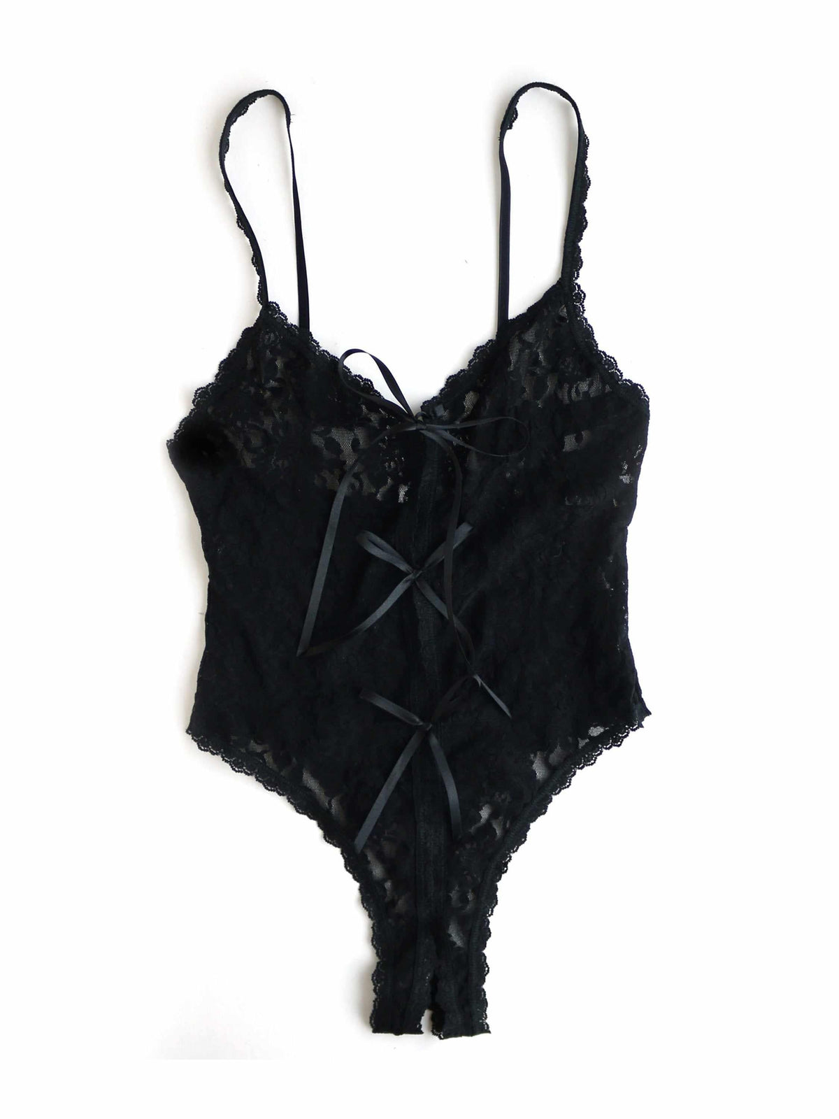 &oh™ Signature Lace® Crotchless Teddy Black - Hanky Panky