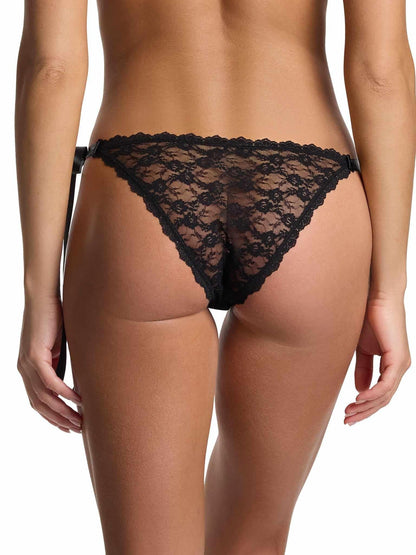 Peek-a-Boo Lace Side Tie Bikini Black - Hanky Panky