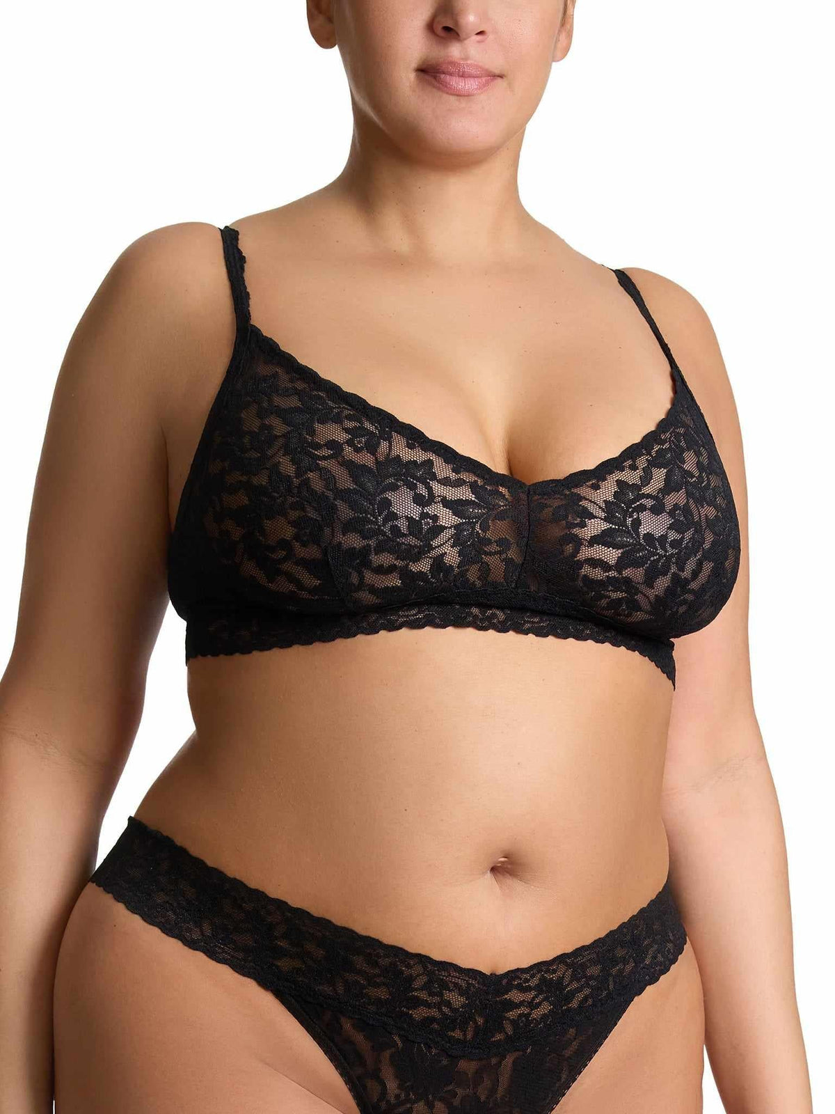 V-Neck Retro Lace Bralette Black - Hanky Panky