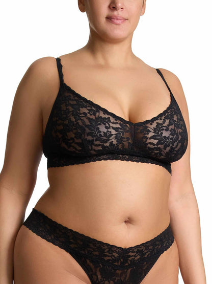 V-Neck Retro Lace Bralette Black - Hanky Panky