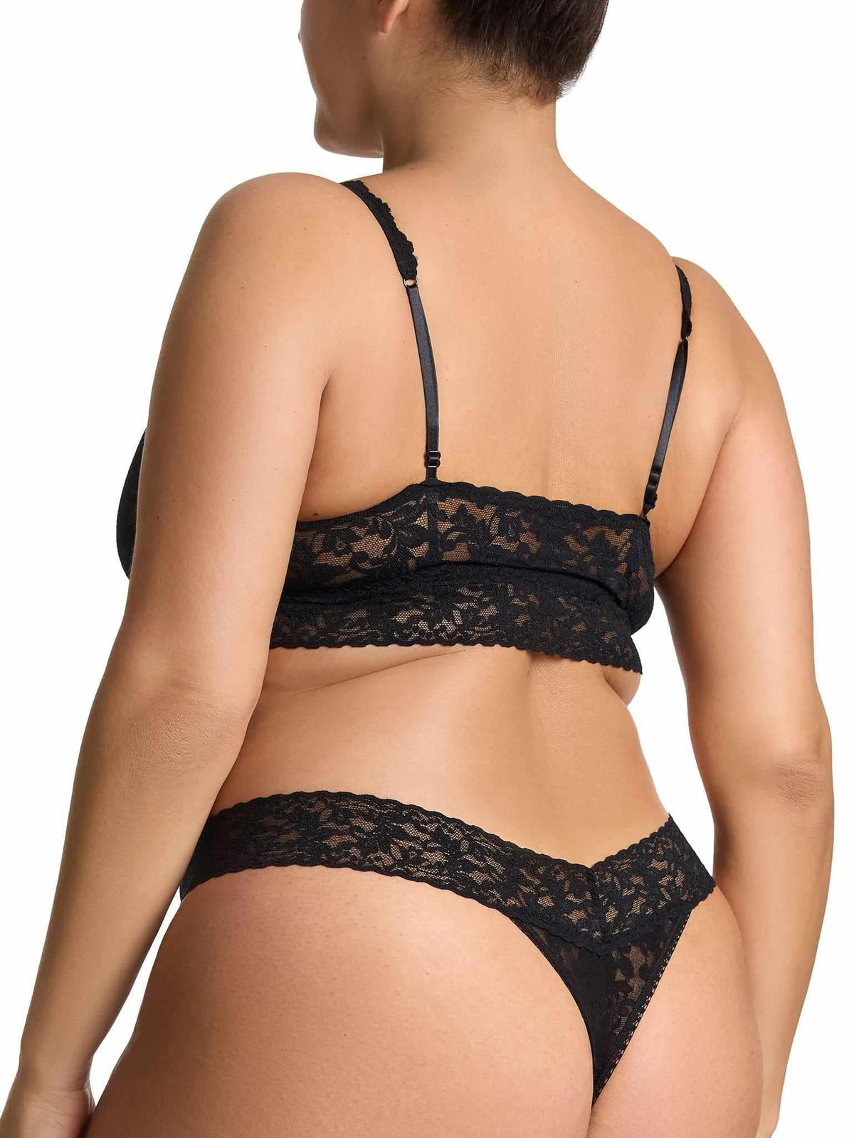 V-Neck Retro Lace Bralette Black - Hanky Panky