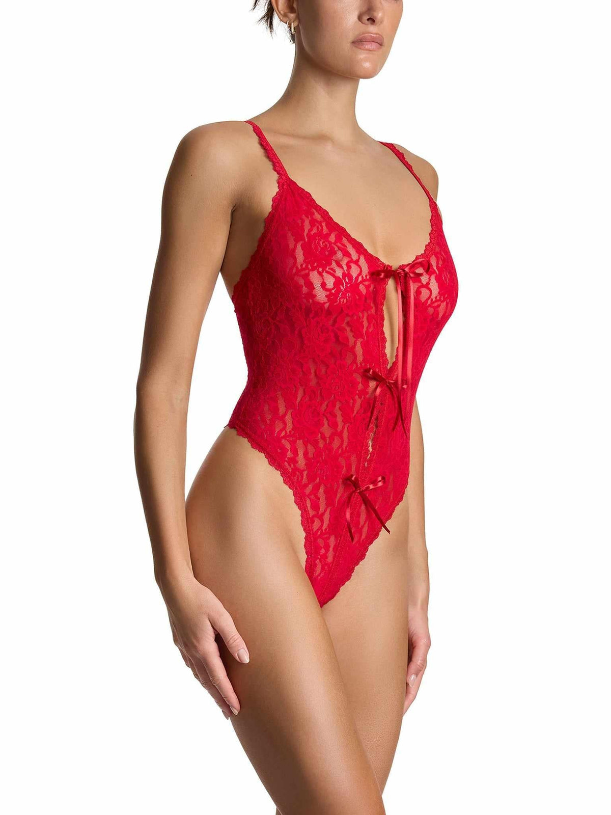 &oh™ Signature Lace® Crotchless Teddy Red - Hanky Panky