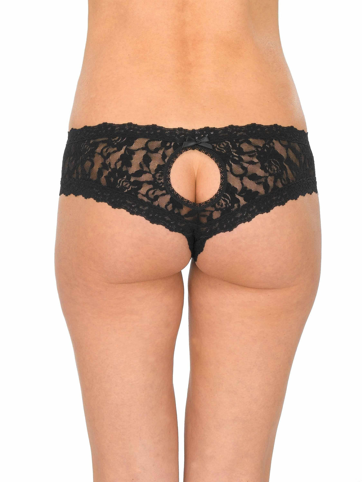 &oh™ Signature Lace® Crotchless Cheeky Hipster Black - Hanky Panky