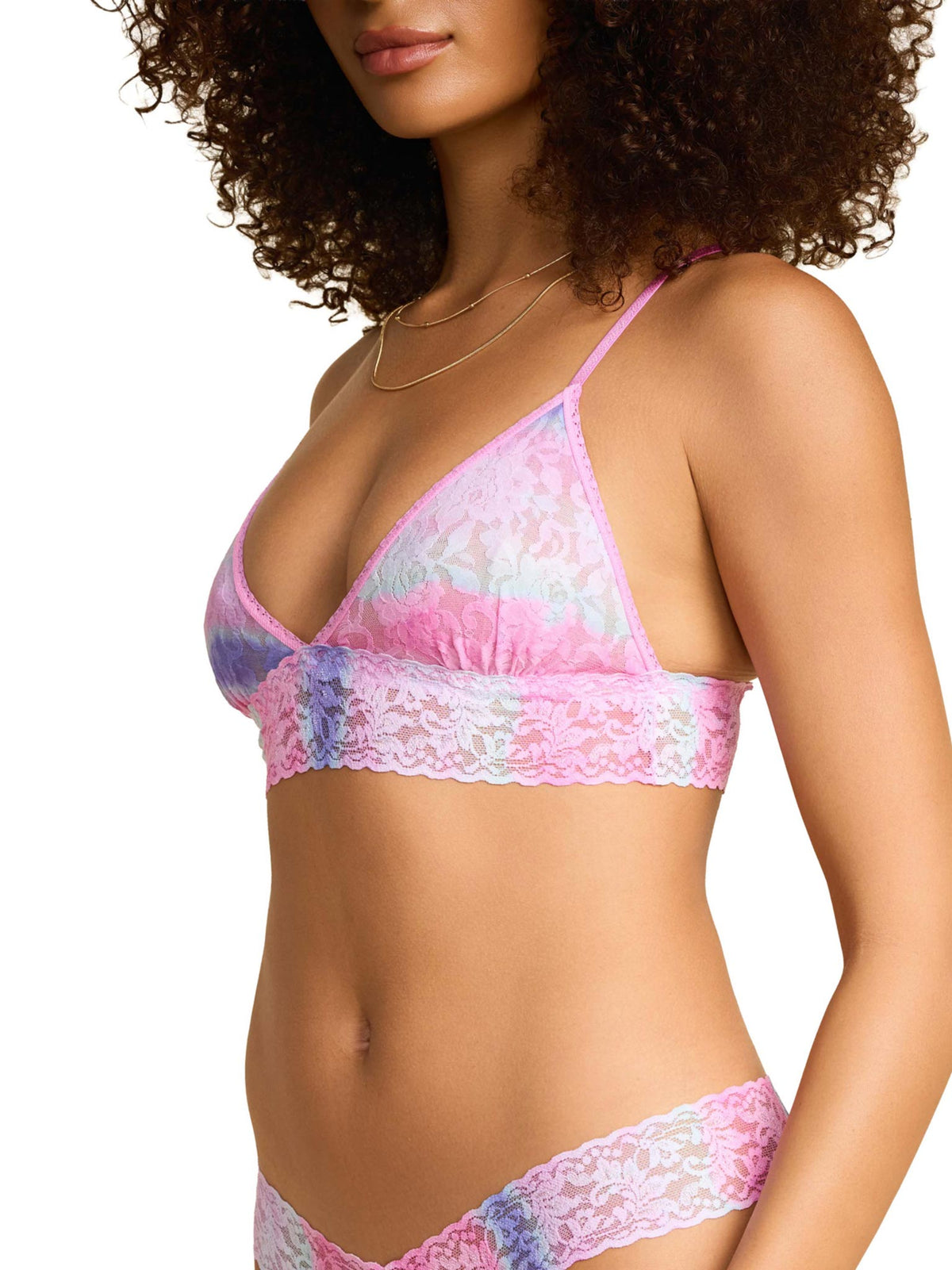 Printed Signature Lace® Padded Triangle Bralette Rem Pink - Hanky Panky