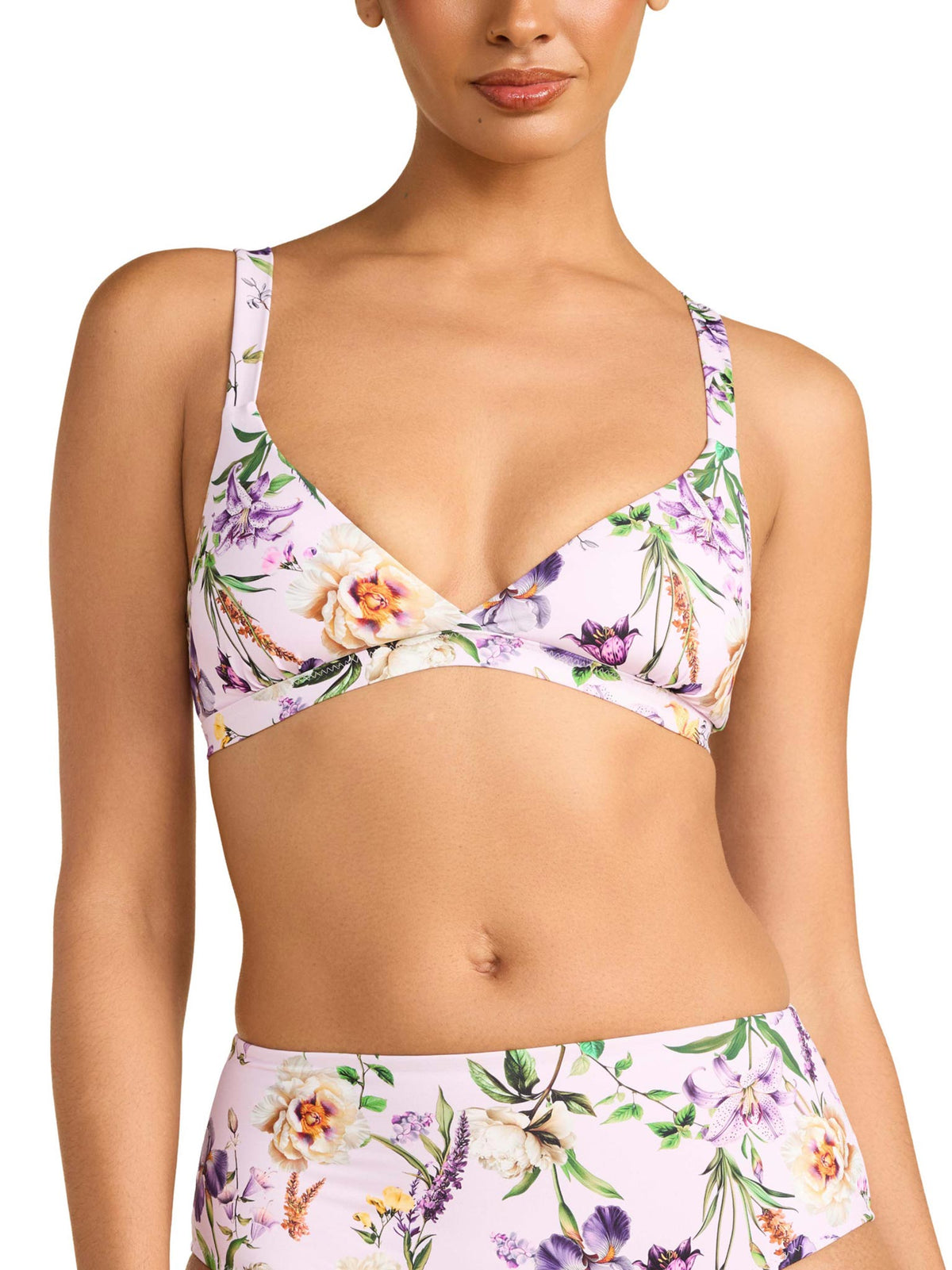 Swim Triangle Bralette Top Fawning Flora Purple - Hanky Panky