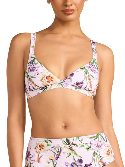Swim Triangle Bralette Top Fawning Flora Purple - Hanky Panky