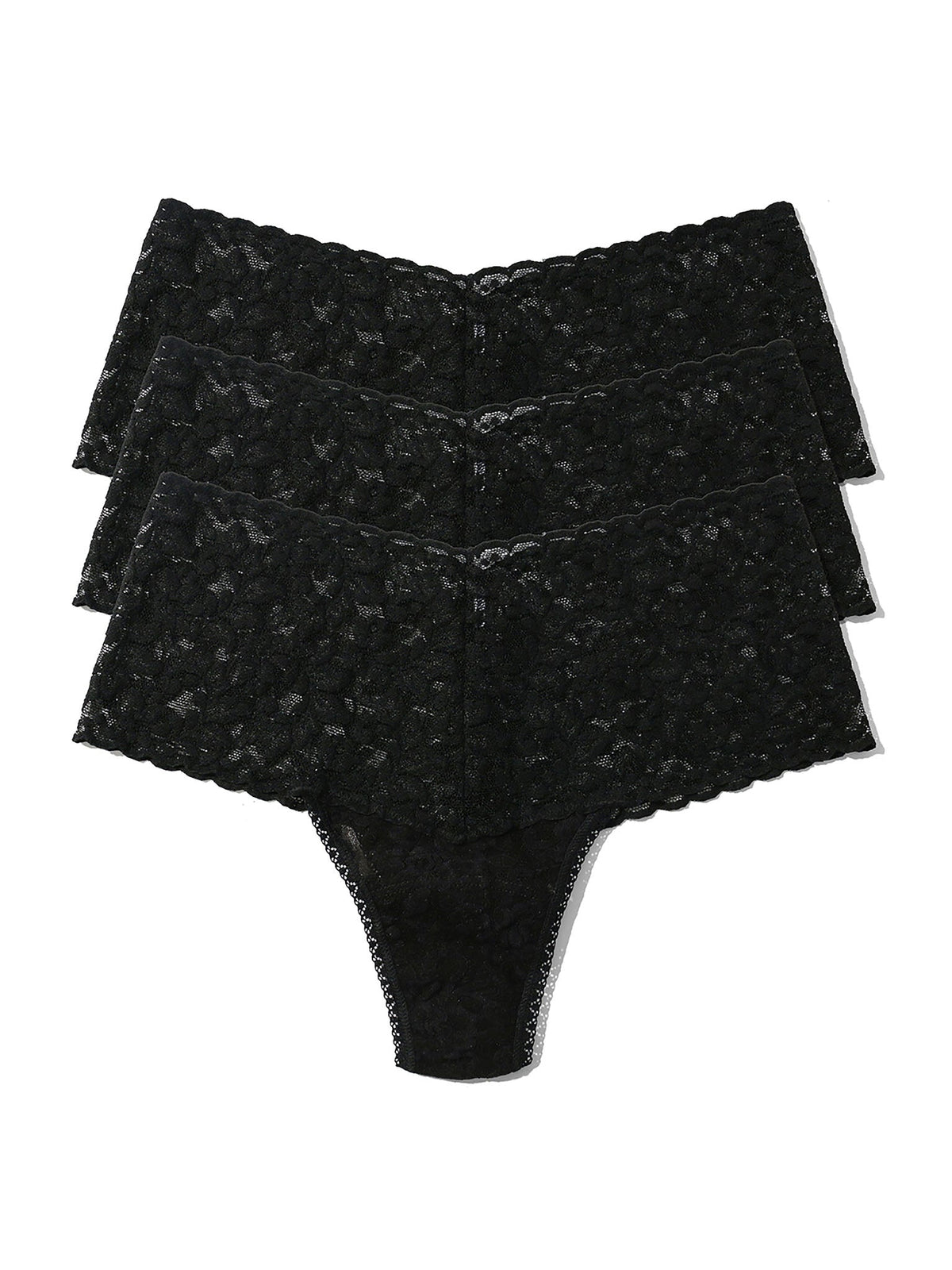 3 Pack Retro Lace Thong Black - Hanky Panky