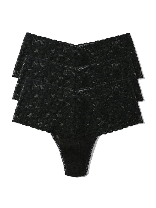 3 Pack Retro Lace Thong Black - Hanky Panky