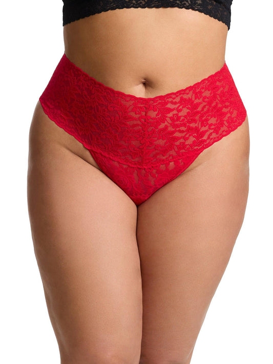 Plus Size Retro Lace Thong Red - Hanky Panky