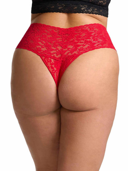Plus Size Retro Lace Thong Red - Hanky Panky