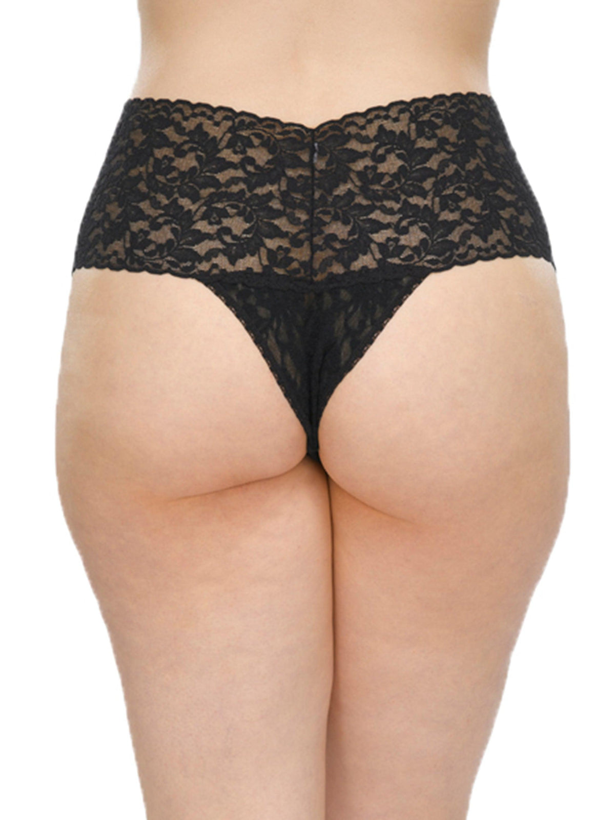 Plus Size Retro Lace Thong Black - Hanky Panky