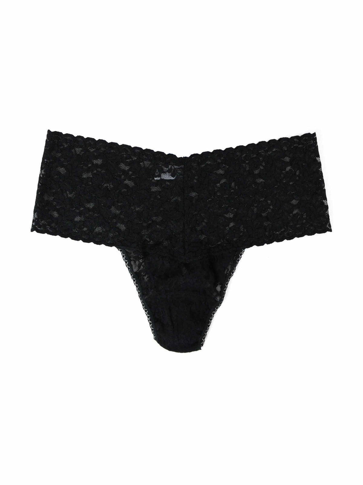 Plus Size Retro Lace Thong Black - Hanky Panky