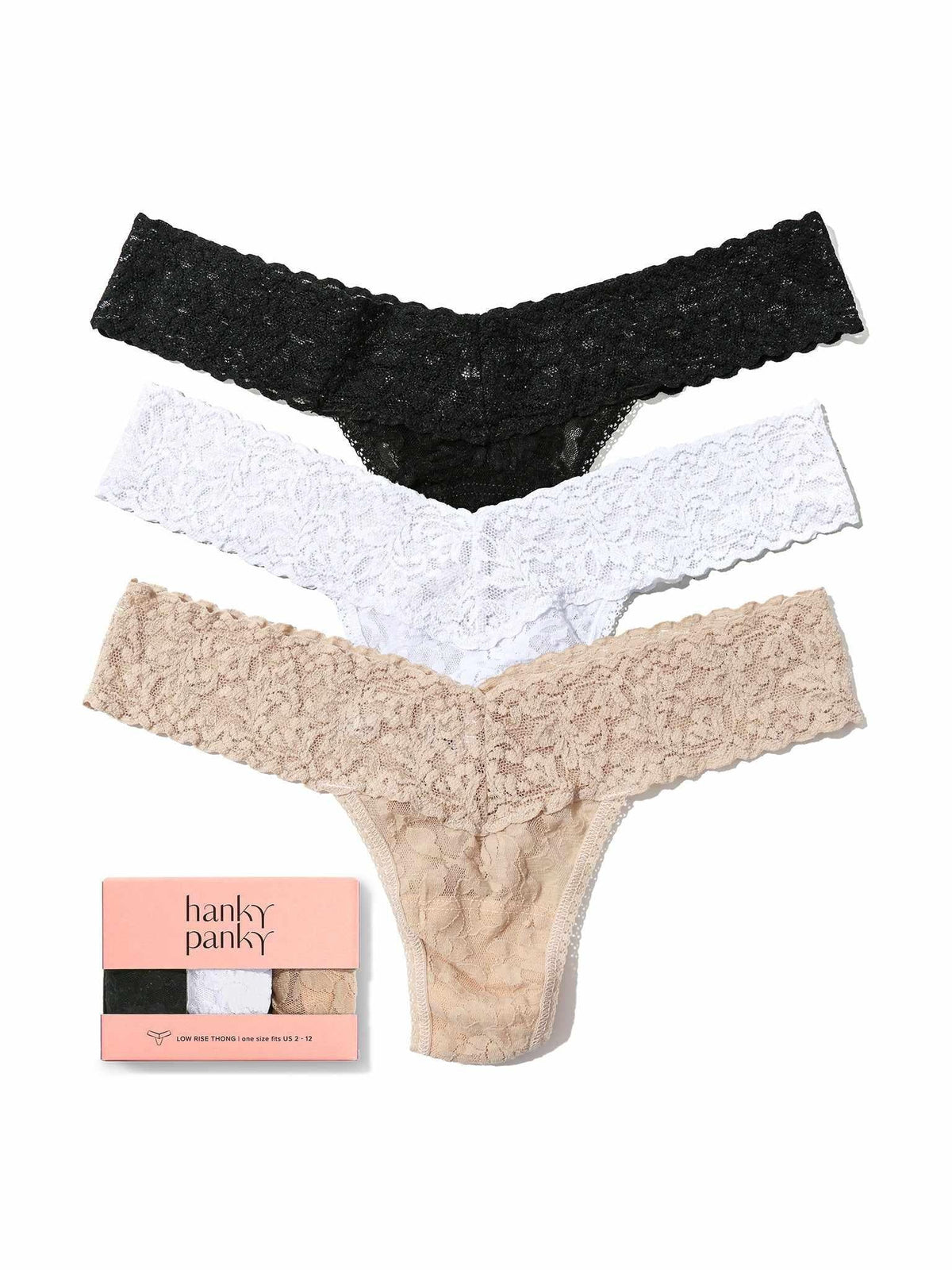 3 Pack Signature Lace® Low Rise Thongs - Hanky Panky