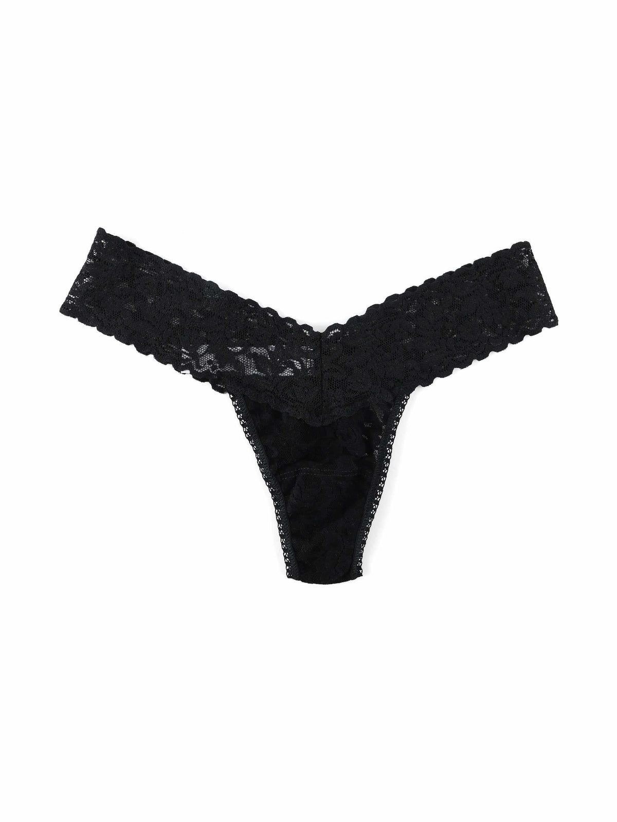 Petite Size Signature Lace® Low Rise Thong Black - Hanky Panky