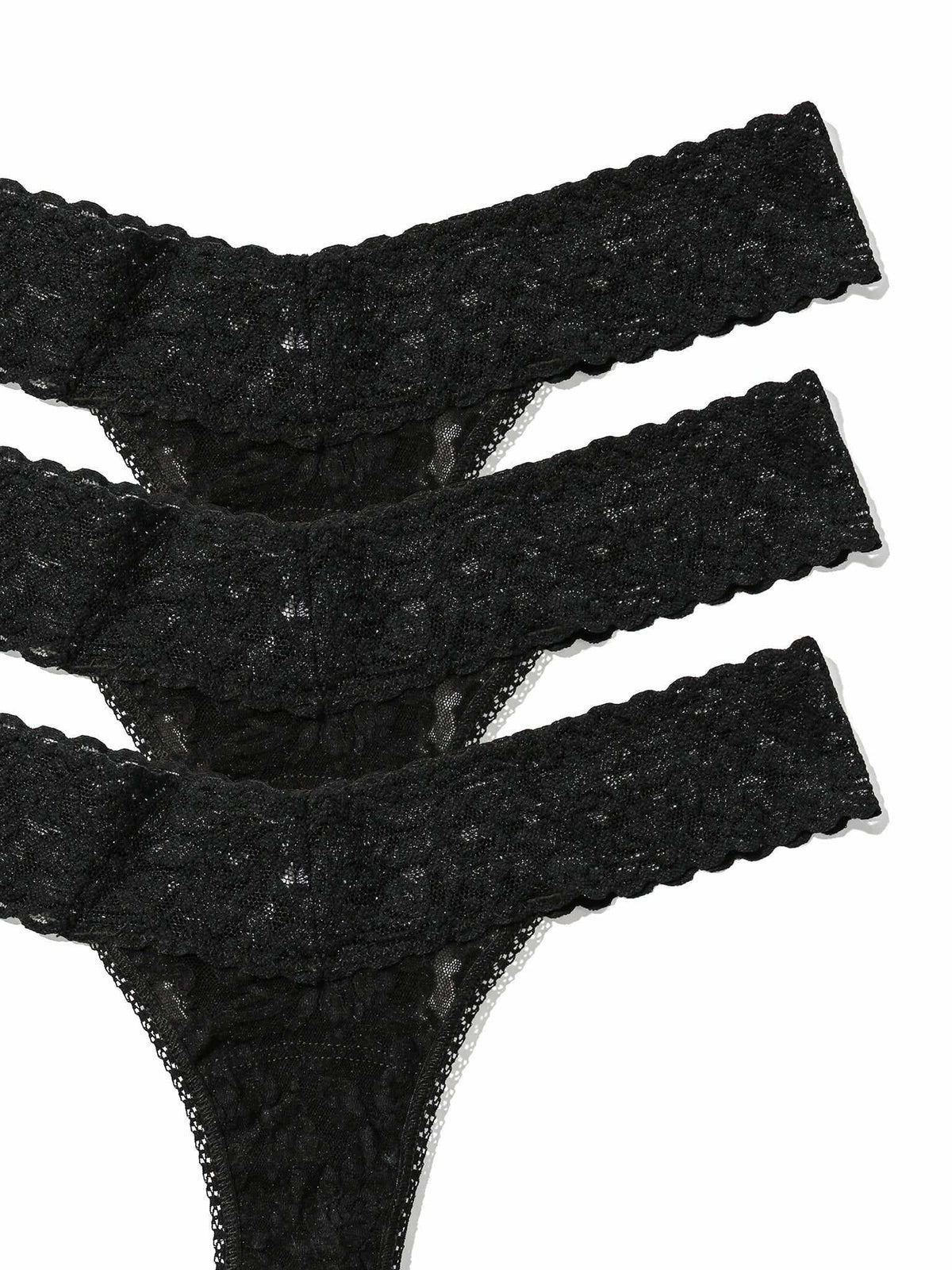 3 Pack Signature Lace® Low Rise Thongs Black - Hanky Panky
