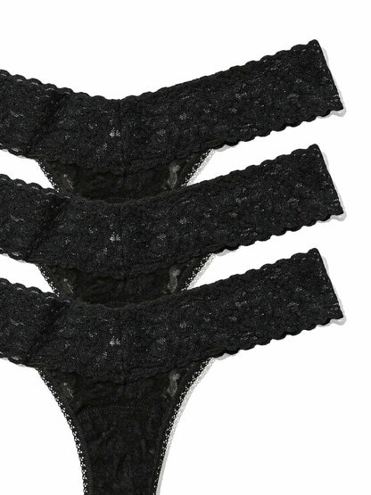 3 Pack Signature Lace® Low Rise Thongs Black - Hanky Panky