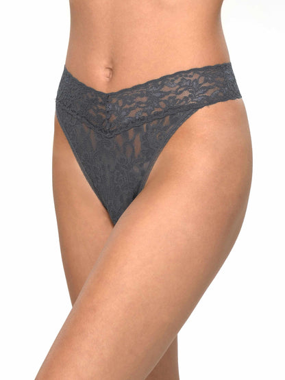 Signature Lace® Original Rise Thong Granite Grey - Hanky Panky