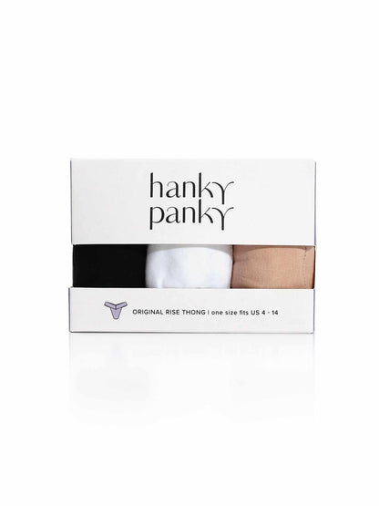 3 Pack Supima® Cotton Original Rise Thongs with Lace - Hanky Panky