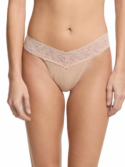 3 Pack Supima® Cotton Original Rise Thongs with Lace - Hanky Panky