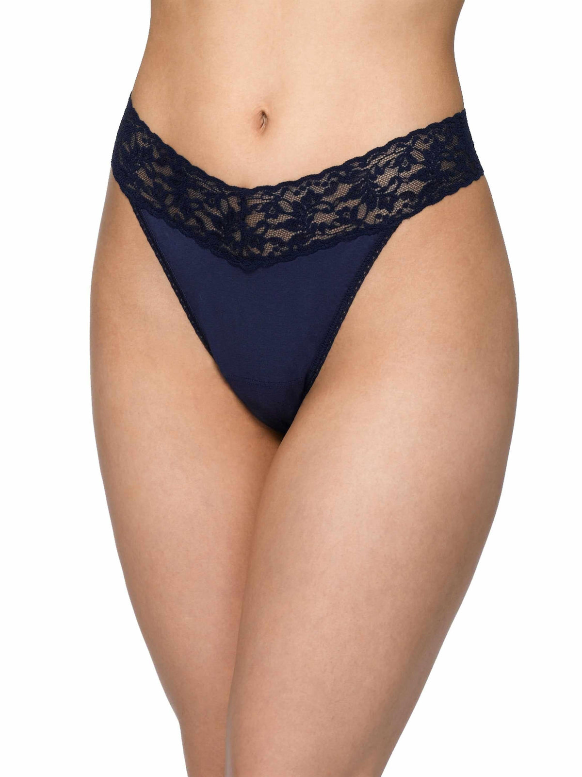 Supima® Cotton Original Rise Thong Navy - Hanky Panky