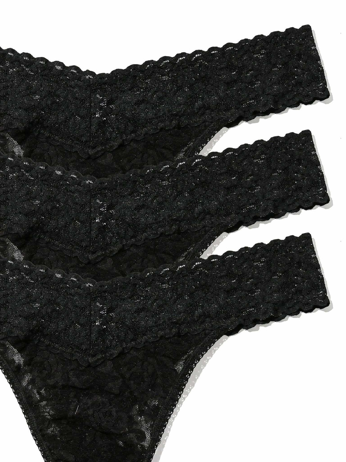 3 Pack Signature Lace® Original Rise Thongs Black - Hanky Panky