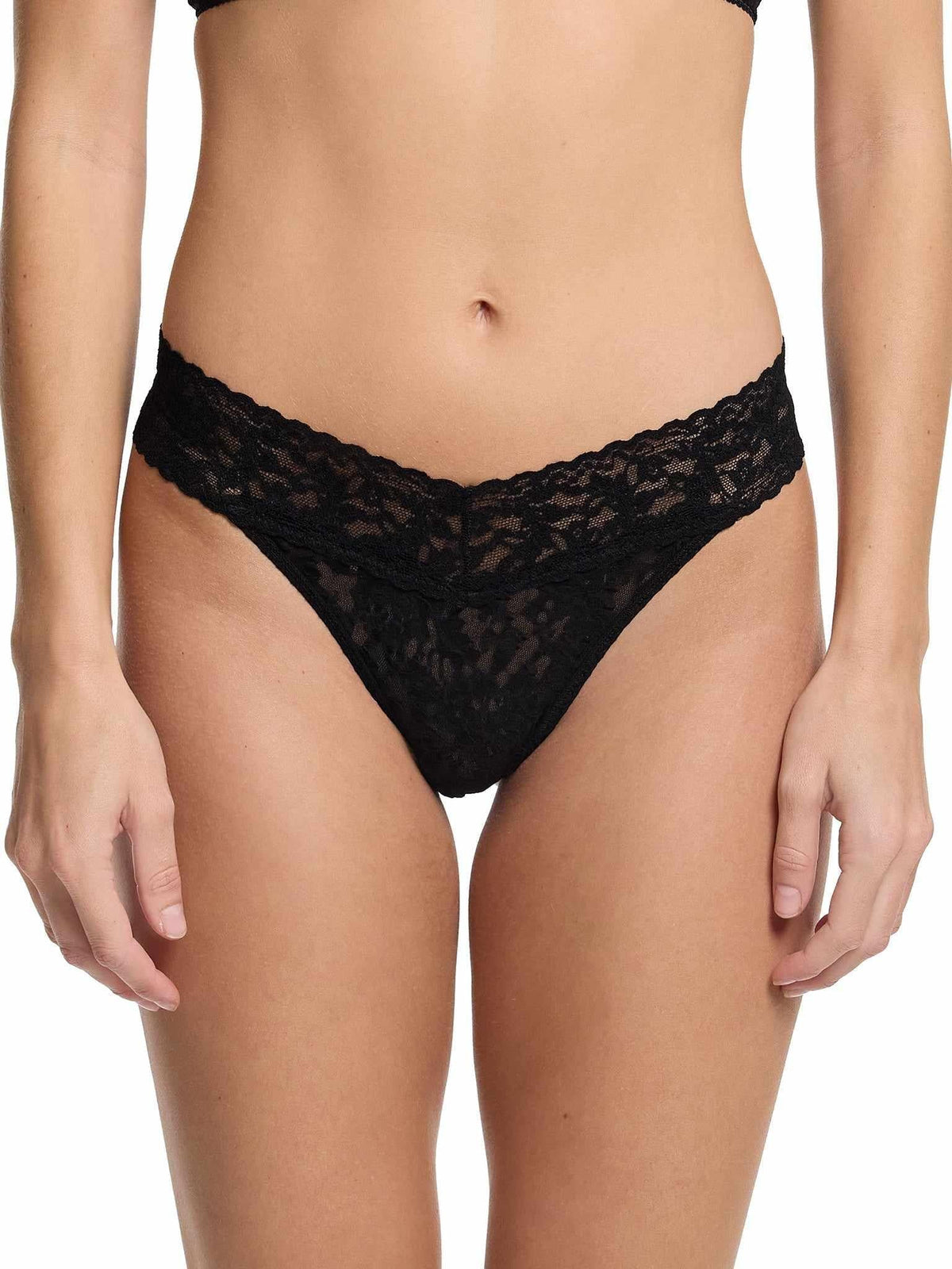 3 Pack Signature Lace® Original Rise Thongs Black - Hanky Panky