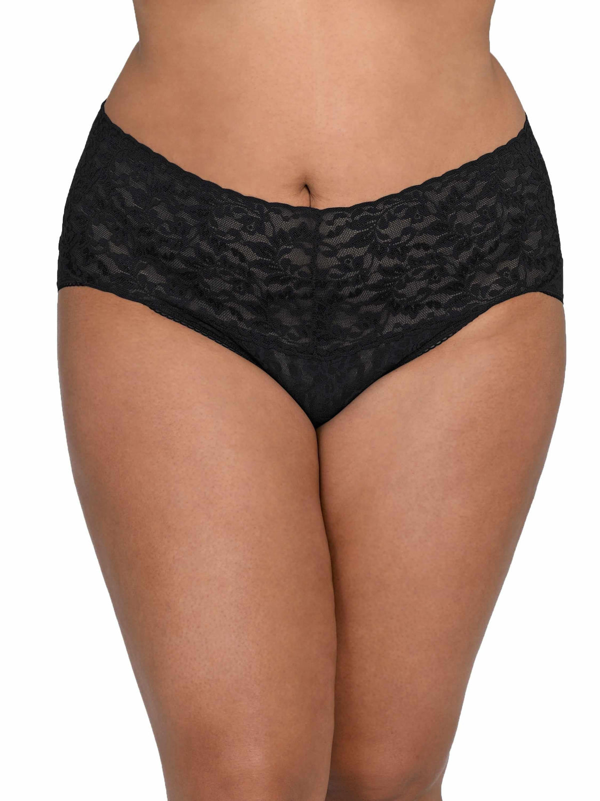 Plus Size Retro Lace V-kini Black - Hanky Panky