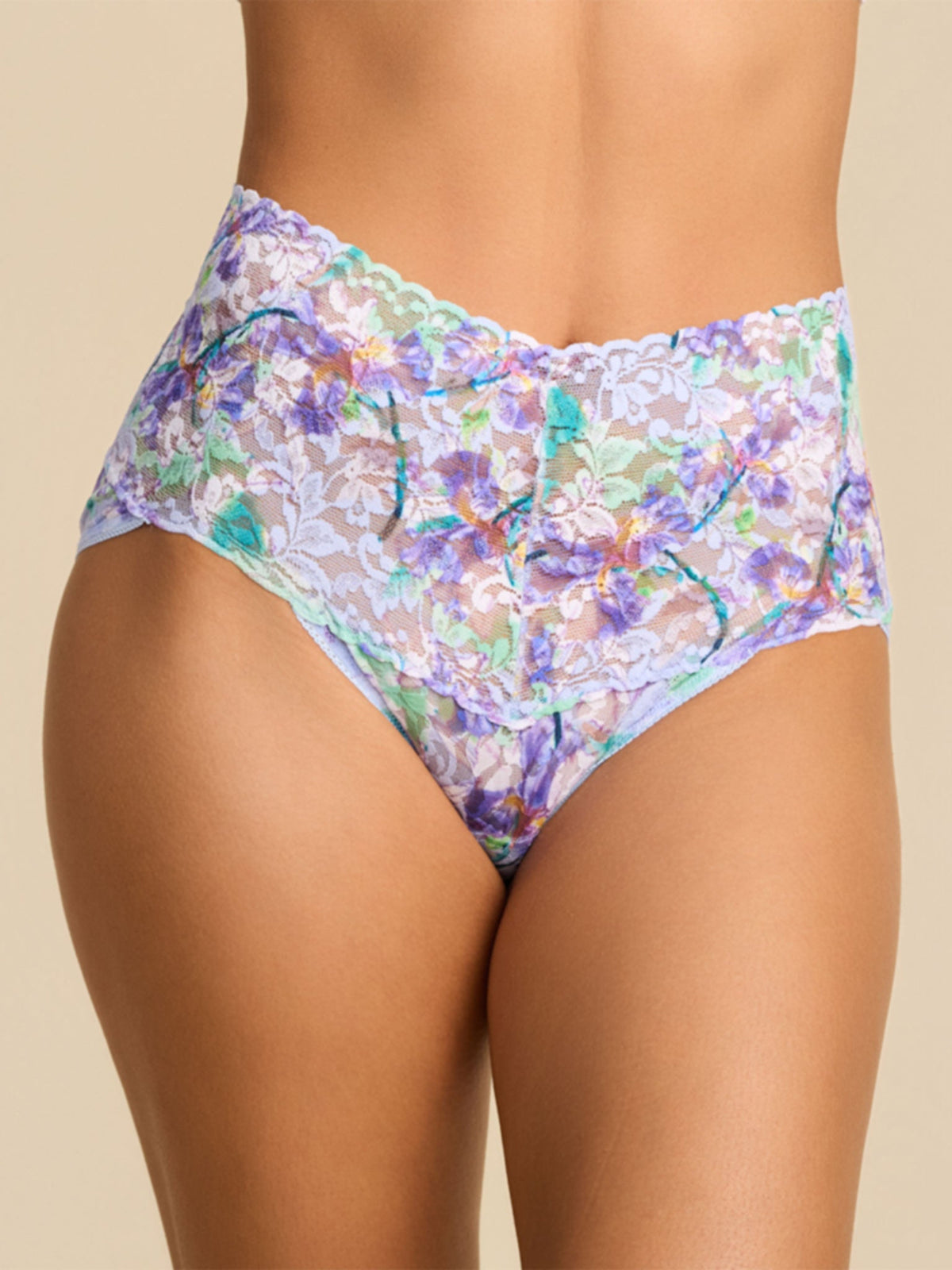 Printed Retro Lace V-Kini Floral Pleinair Blue - Hanky Panky