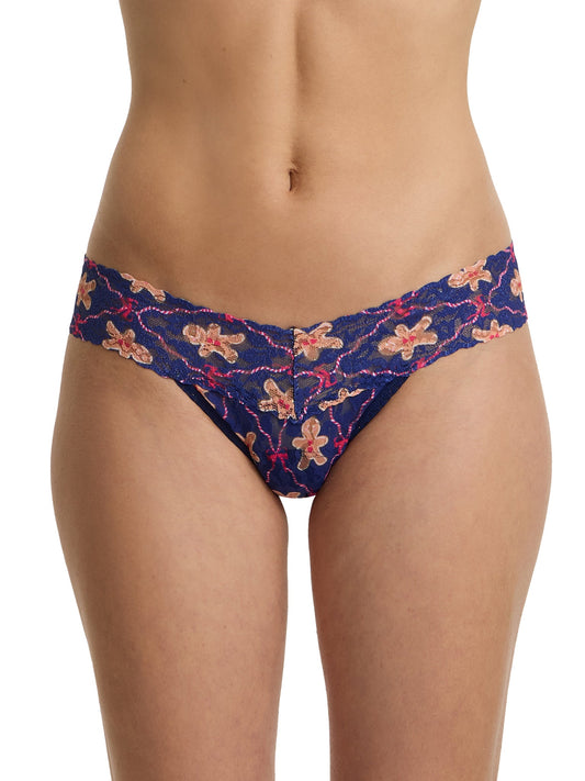 Printed Signature Lace® Low Rise Thong Festive Gingerbrea - Hanky Panky