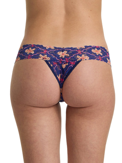 Printed Signature Lace® Low Rise Thong Festive Gingerbrea - Hanky Panky