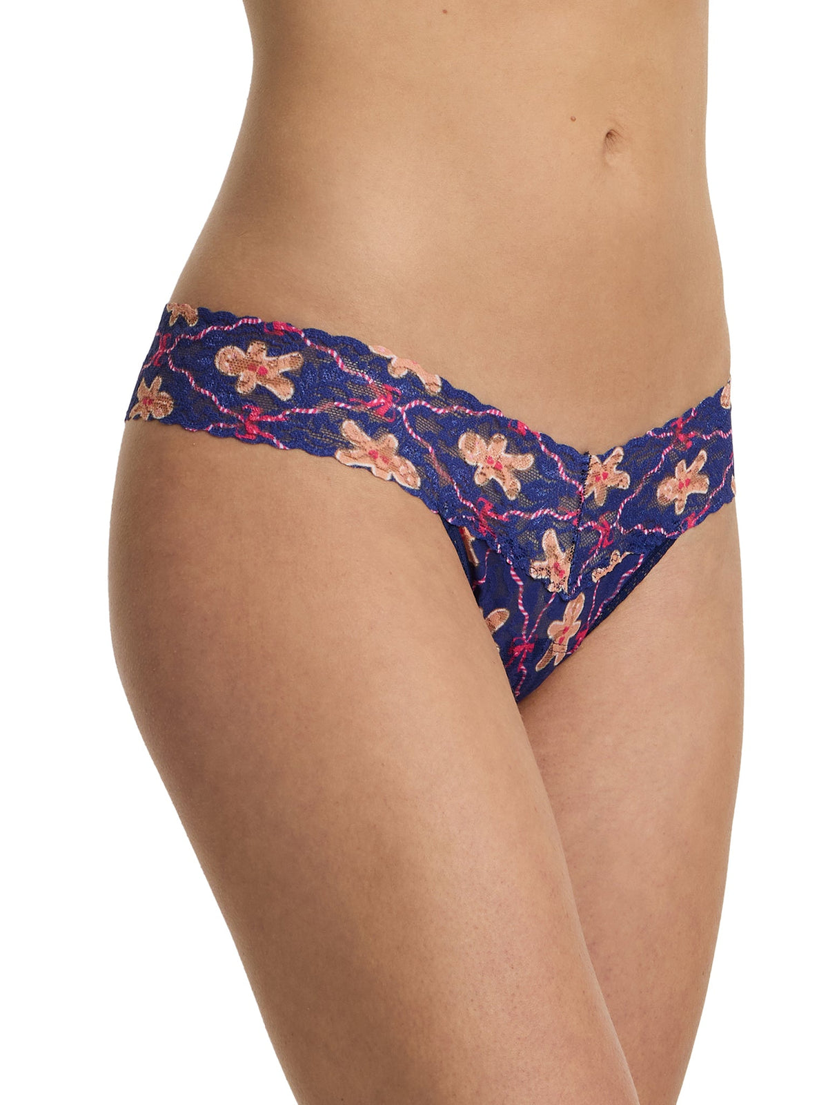 Printed Signature Lace® Low Rise Thong Festive Gingerbrea - Hanky Panky