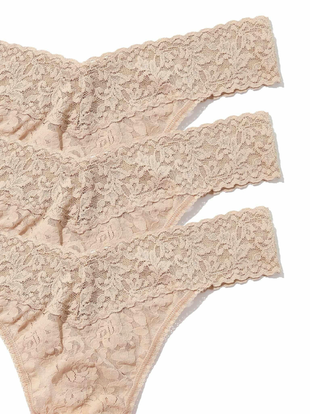 3 Pack Signature Lace® Original Rise Thongs Chai - Hanky Panky