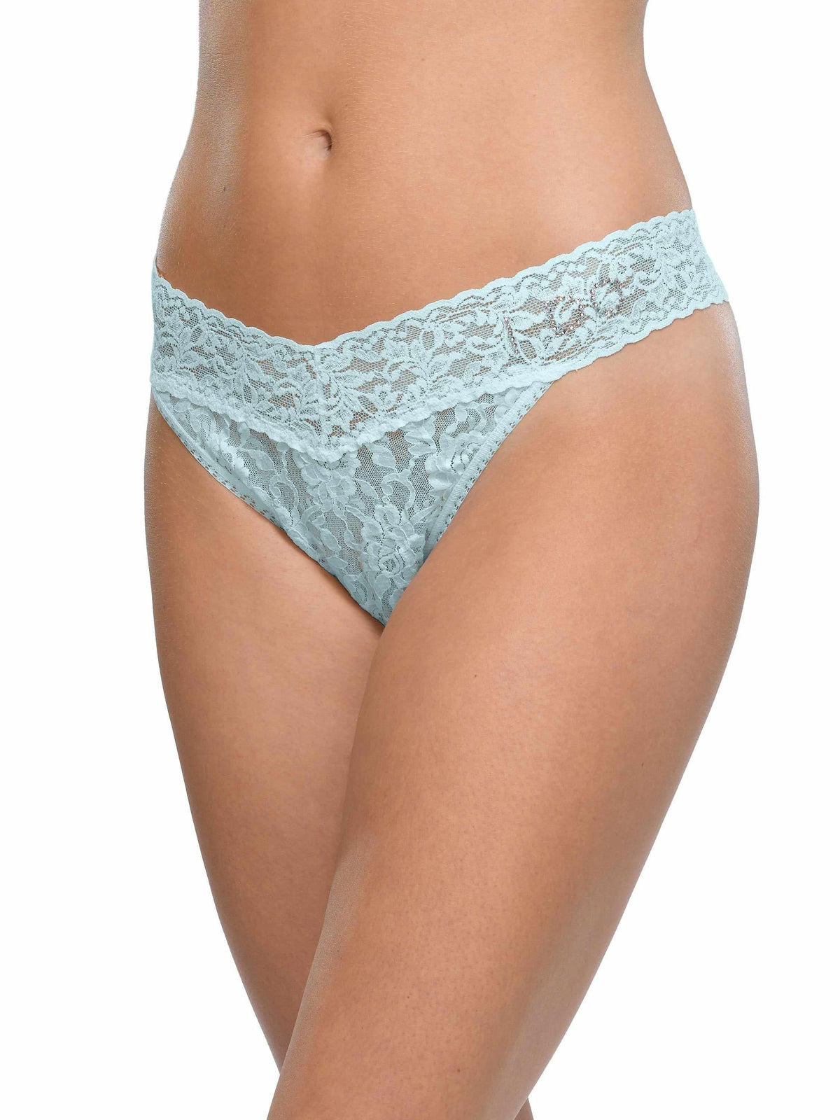 I Do Crystal Signature Lace® Original Rise Thong Celeste - Hanky Panky