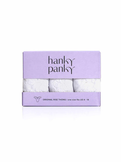 3 Pack Signature Lace® Original Rise Thongs White - Hanky Panky
