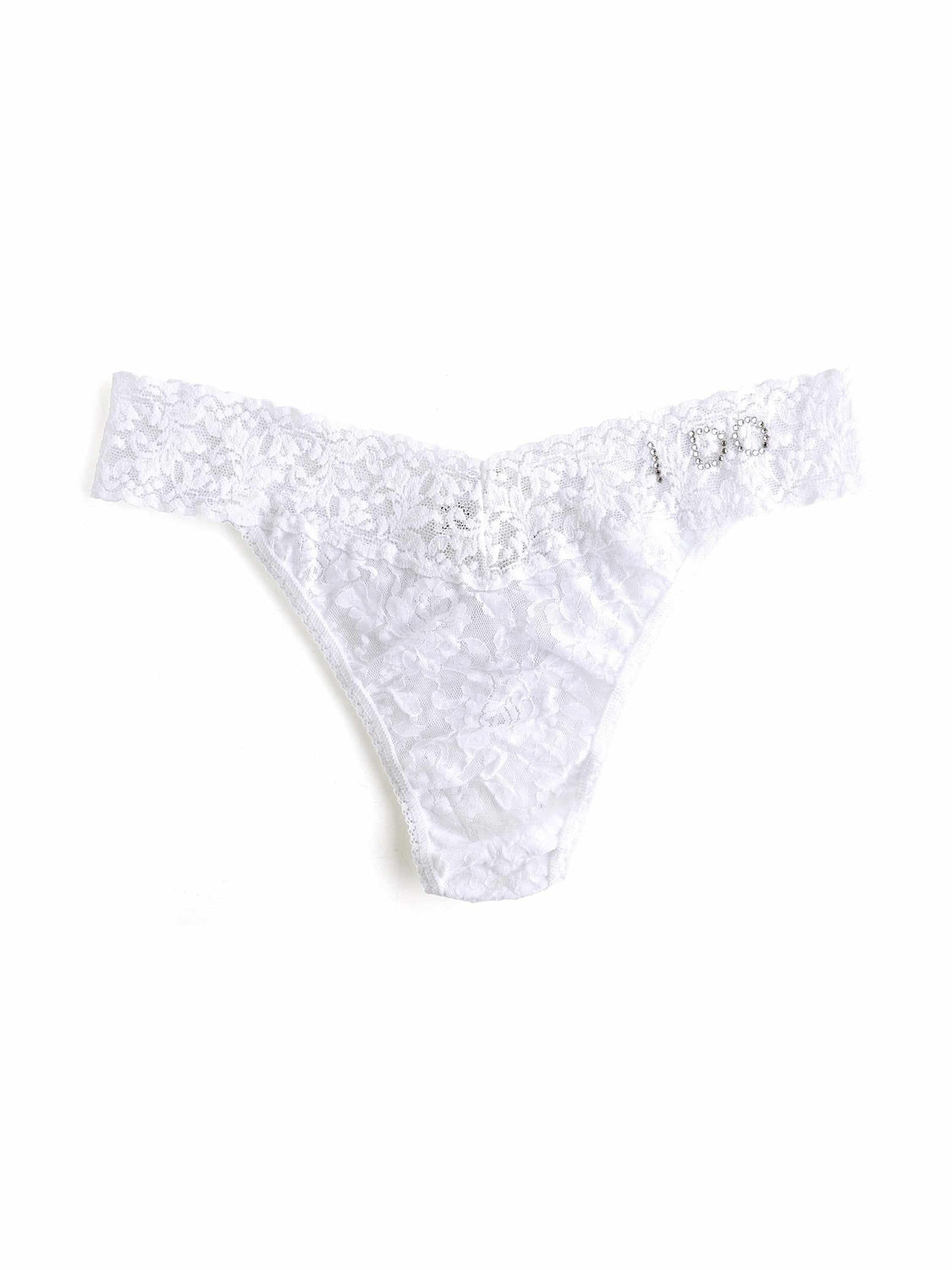 I Do Crystal Signature Lace® Original Rise Thong White - Hanky Panky
