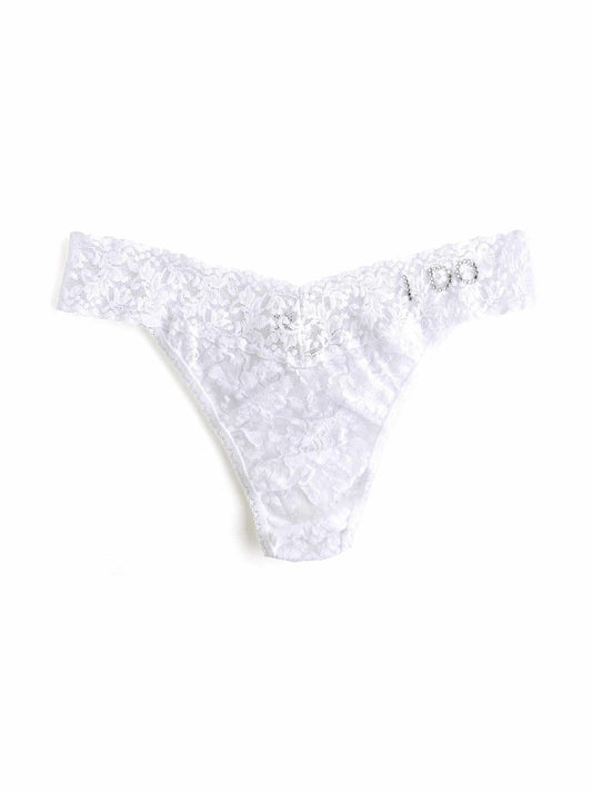I Do Crystal Signature Lace® Original Rise Thong White - Hanky Panky