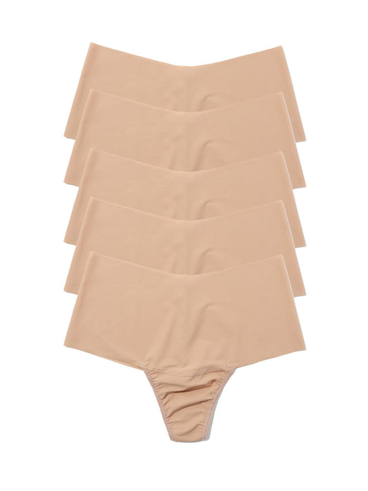 BreatheSoft™ High Rise Thong 5 Pack Taupe - Hanky Panky